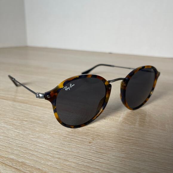 Ray-Ban RB2447 1158/R5 Sunglasses READ Round Fleck Spotted Blue Havana 49-21-145 - Picture 1 of 10